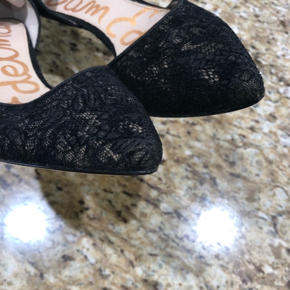 Sam Edelman Opal d'orsay Lace Suede Detail Pointed Toe Leather Heels 8 - Picture 7 of 9